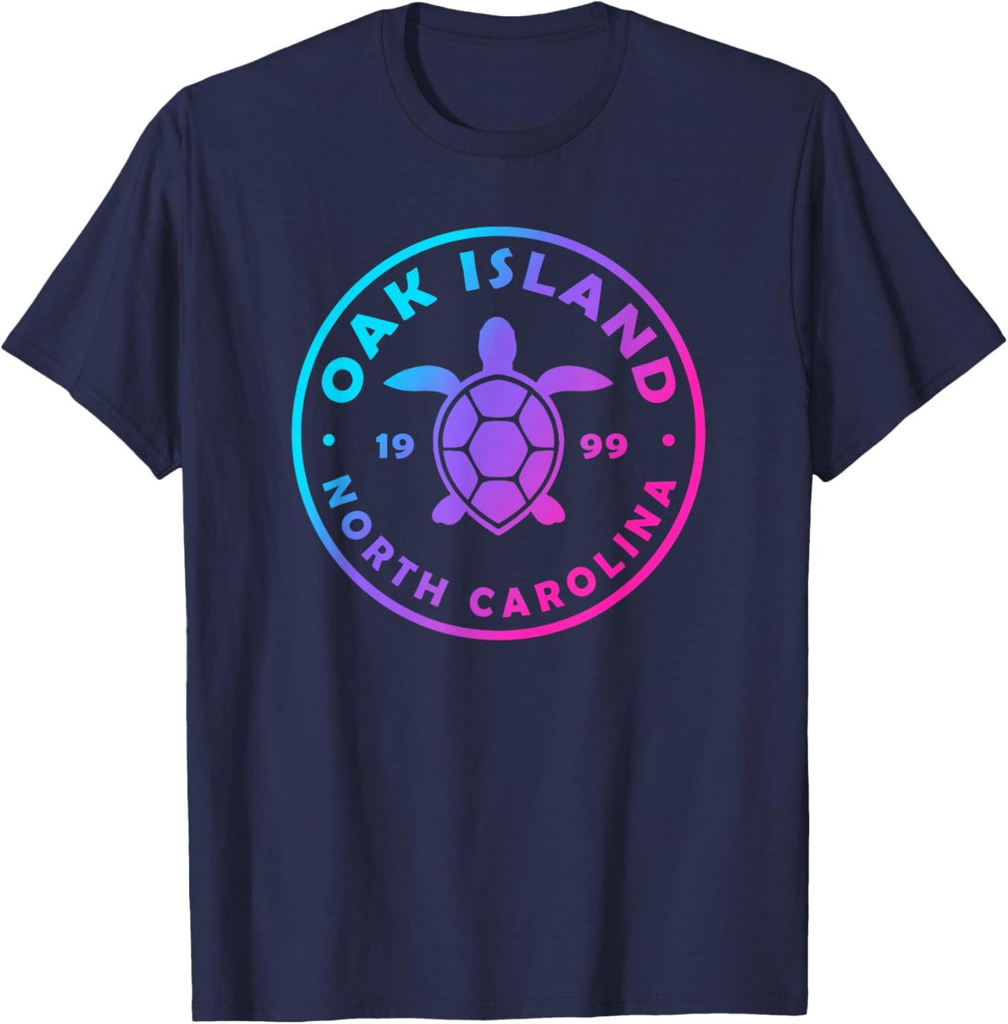Oak Island North Carolina Colorful Sea Turtle Boys Girls T-Shirt - T-Shirt | Navy