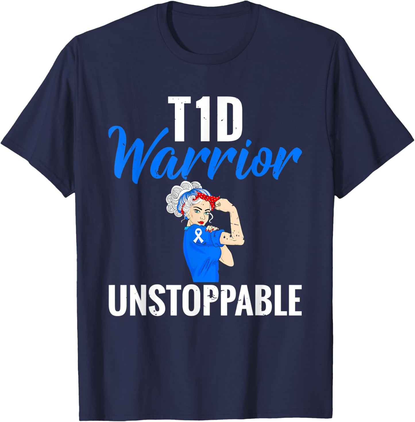 Funny Retro Diabetes Warrior T-Shirt - T-Shirt | Navy