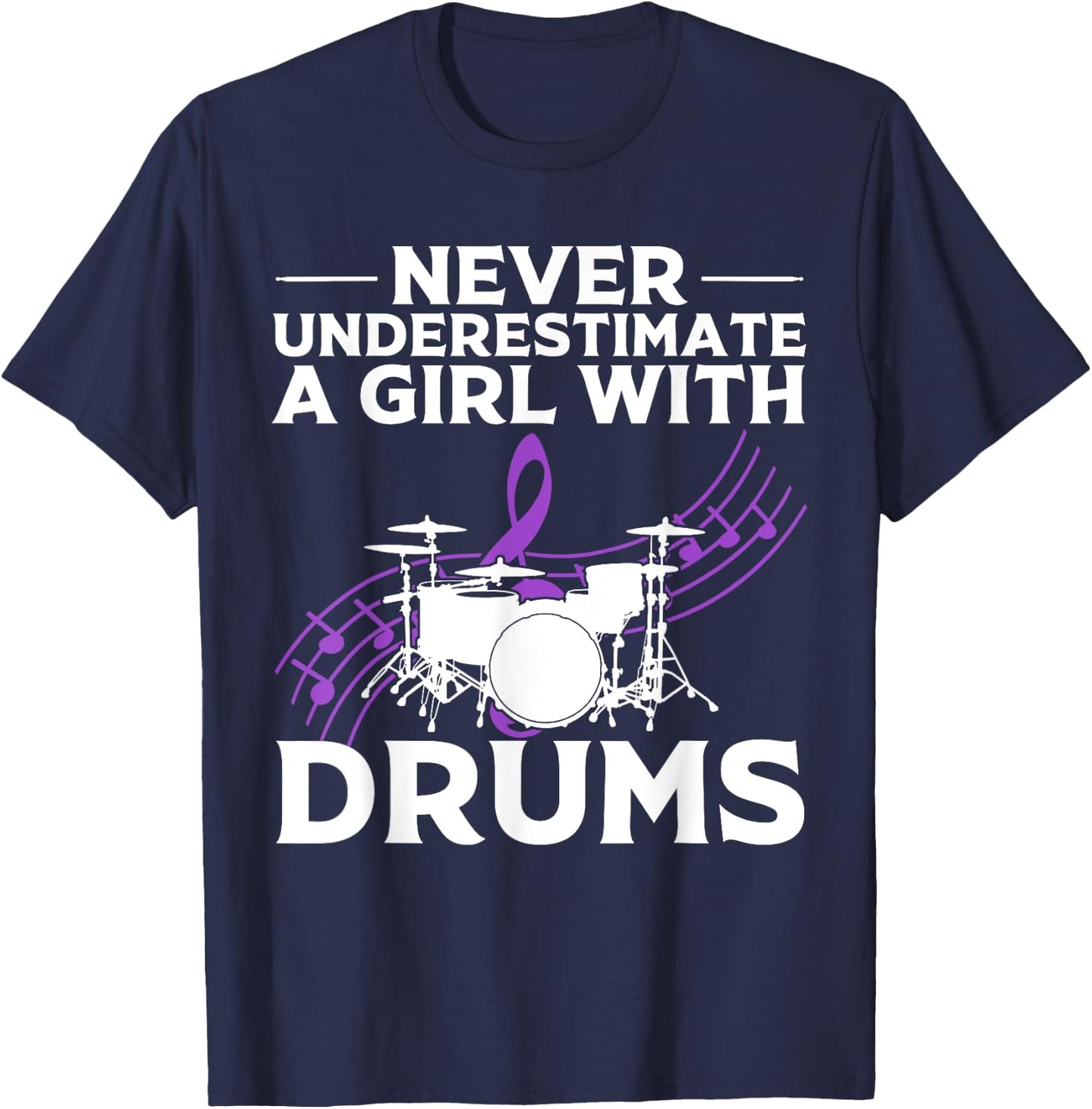 Funny Girl Drummer Gift Cool Rock And Roll Lady T-Shirt - T-Shirt | Navy