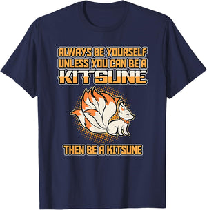 Japanese Fox Cute Funny Anime Kawaii Kitsune Kami Inari Fox T-Shirt - T-Shirt | Navy