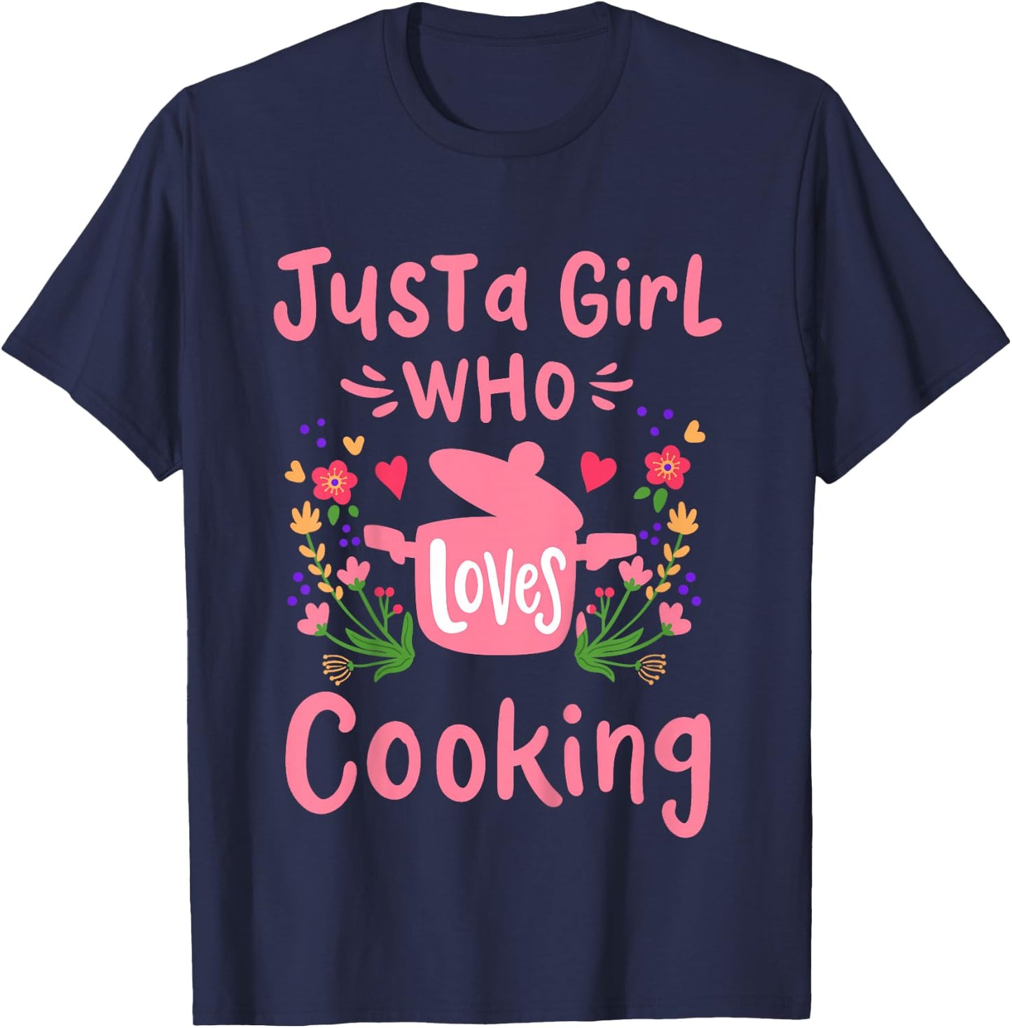Kids Cook Chef Just A Girl Who Loves Cooking Gift T-Shirt - T-Shirt | Navy