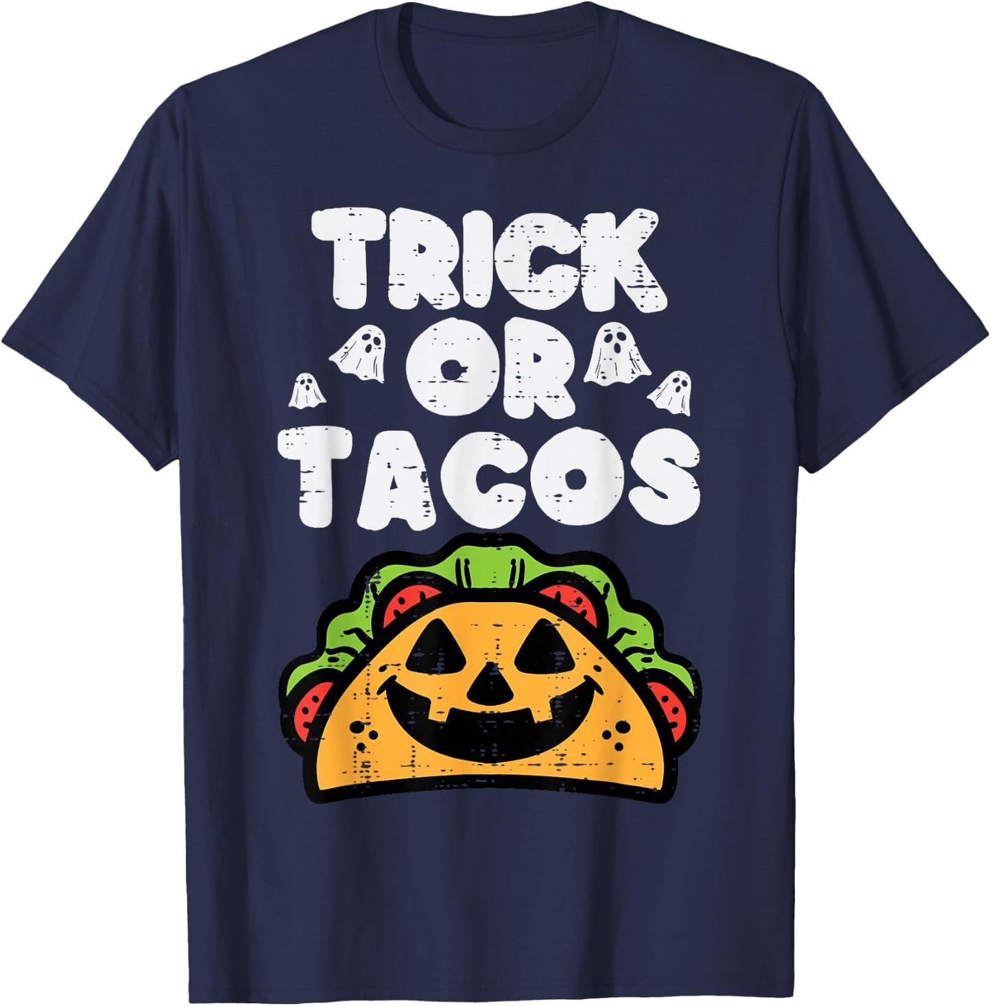 Halloween Trick Or Tacos Mexican Food Costume Men Women Kids T-Shirt - T-Shirt | Navy