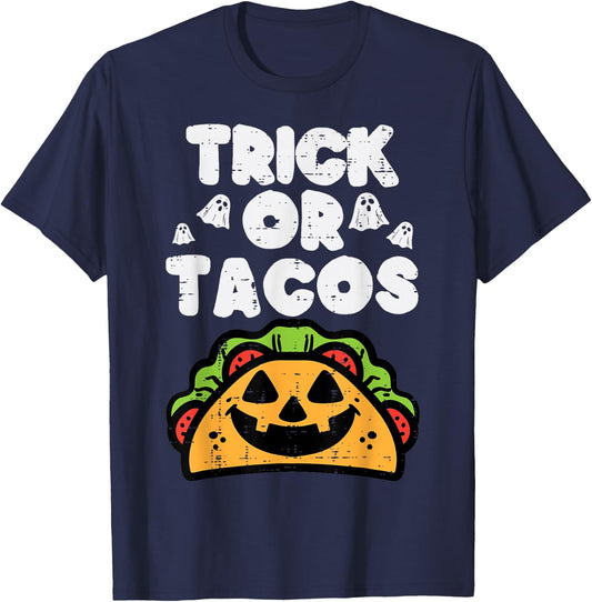 Halloween Trick Or Tacos Mexican Food Costume Men Women Kids T-Shirt - T-Shirt | Navy