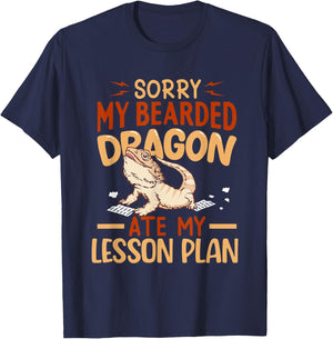 Sorry My Bearded Dragon Ate My Lesson Plan Funny Pet School T-Shirt - T-Shirt | Navy