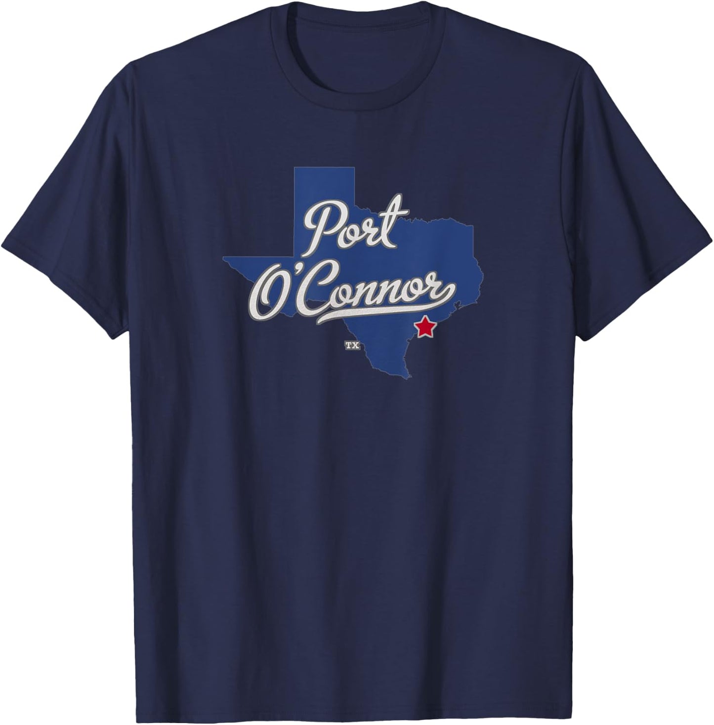 Port O'Connor Texas TX Map T-Shirt - T-Shirt | Navy