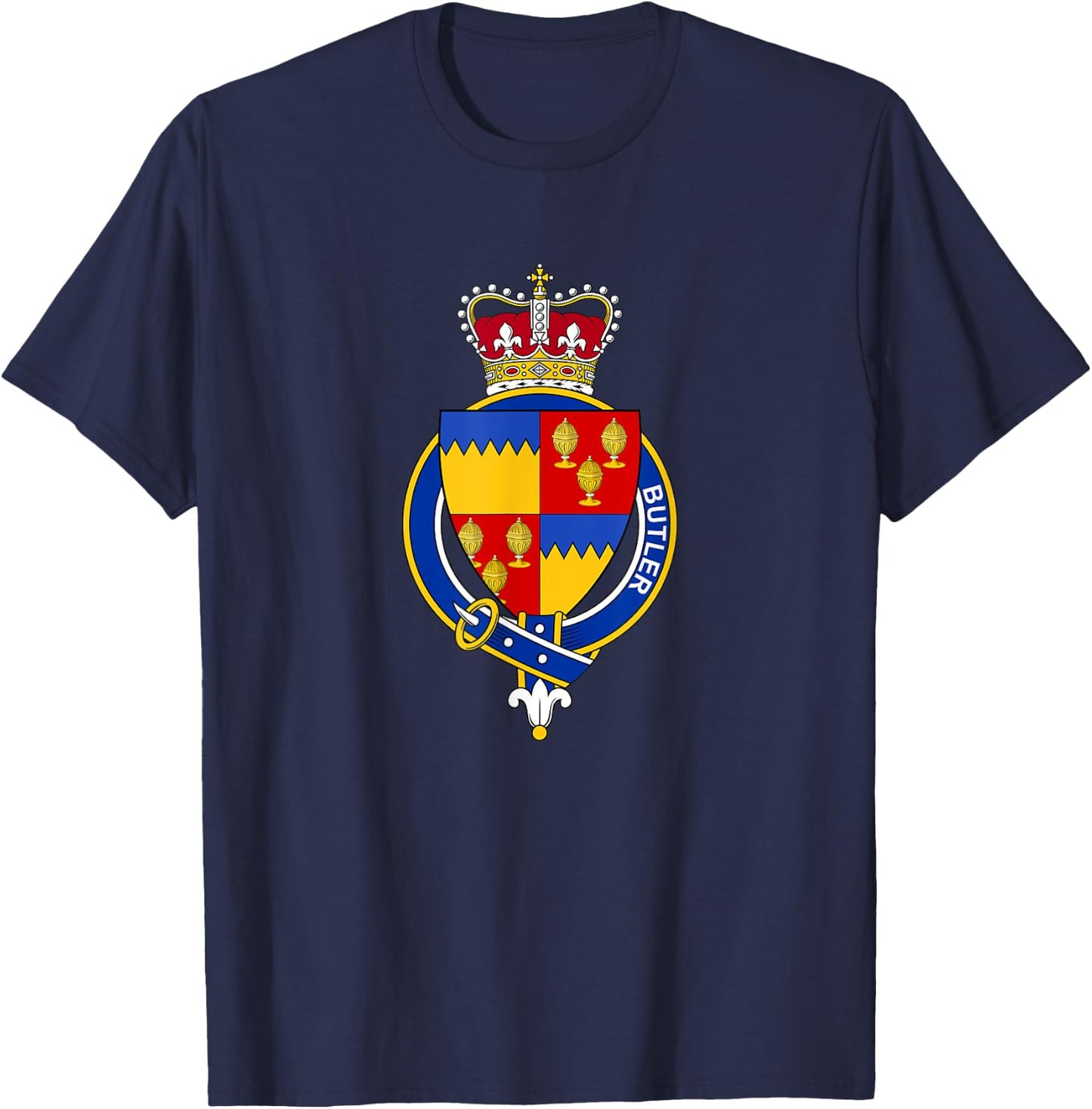 Butler Coat of Arms - Family Crest T-Shirt - T-Shirt | Navy