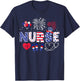 4th of July Nurse American Flag Fourth Of July Nurse T-Shirt - T-Shirt | Navy