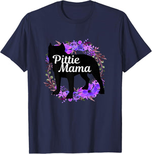 Pitbull Mom Pittie Mama Dog Lover Funny Mother's Day Gift T-Shirt - T-Shirt | Navy
