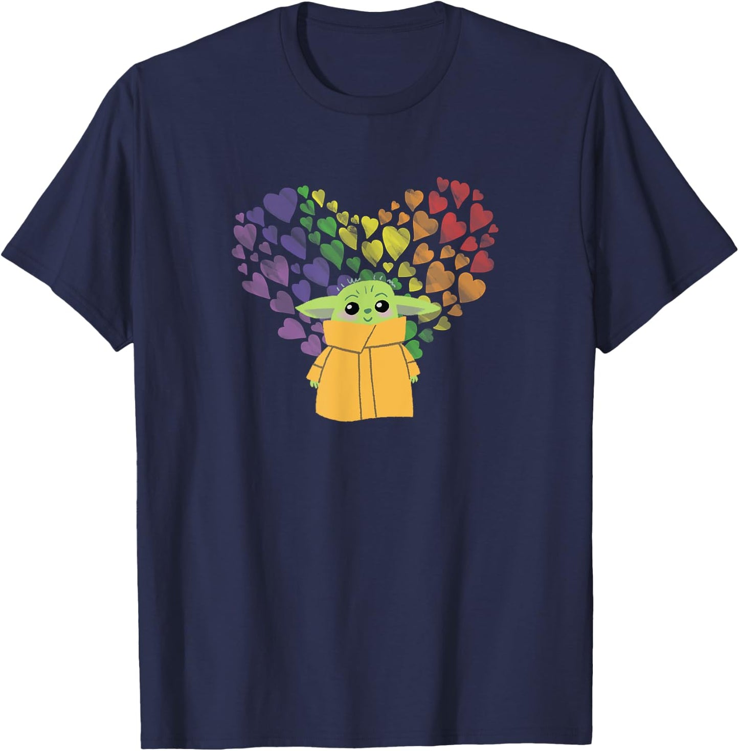 Star Wars The Mandalorian The Child Rainbow Hearts T-Shirt - T-Shirt | Navy