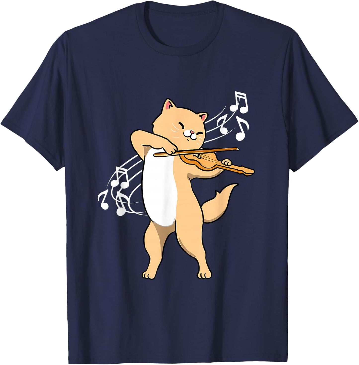 Cat Playing Violin Violinist T-Shirt - T-Shirt | Navy