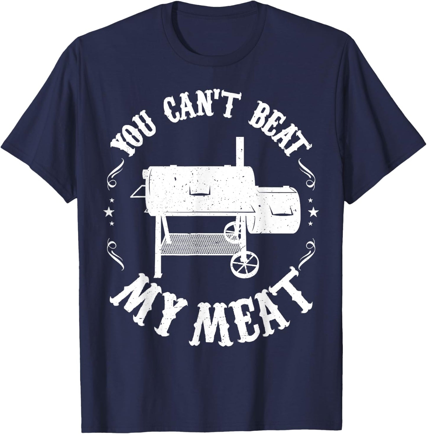 Funny BBQ Pit Reverse Flow Smoker Accessory Dad Grill T-Shirt - T-Shirt | Navy