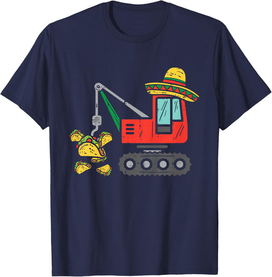 Kids Mexican Crane Tacos Boys Cinco De Mayo Fiesta Kids Toddler T-Shirt - T-Shirt | Navy