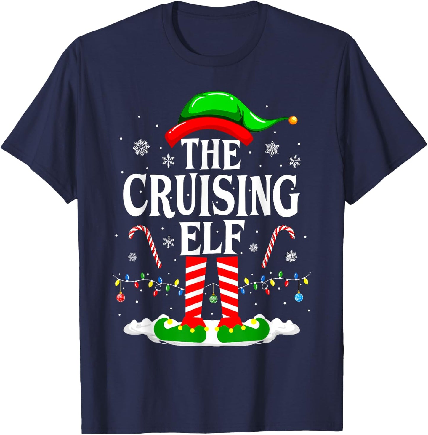 The Cruising Elf Xmas Funny Matching Family Cruise Christmas T-Shirt - T-Shirt | Navy
