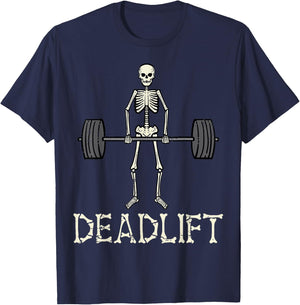 Halloween Deadlift Skeleton Gym Workout Costume Men Women T-Shirt - T-Shirt | Navy