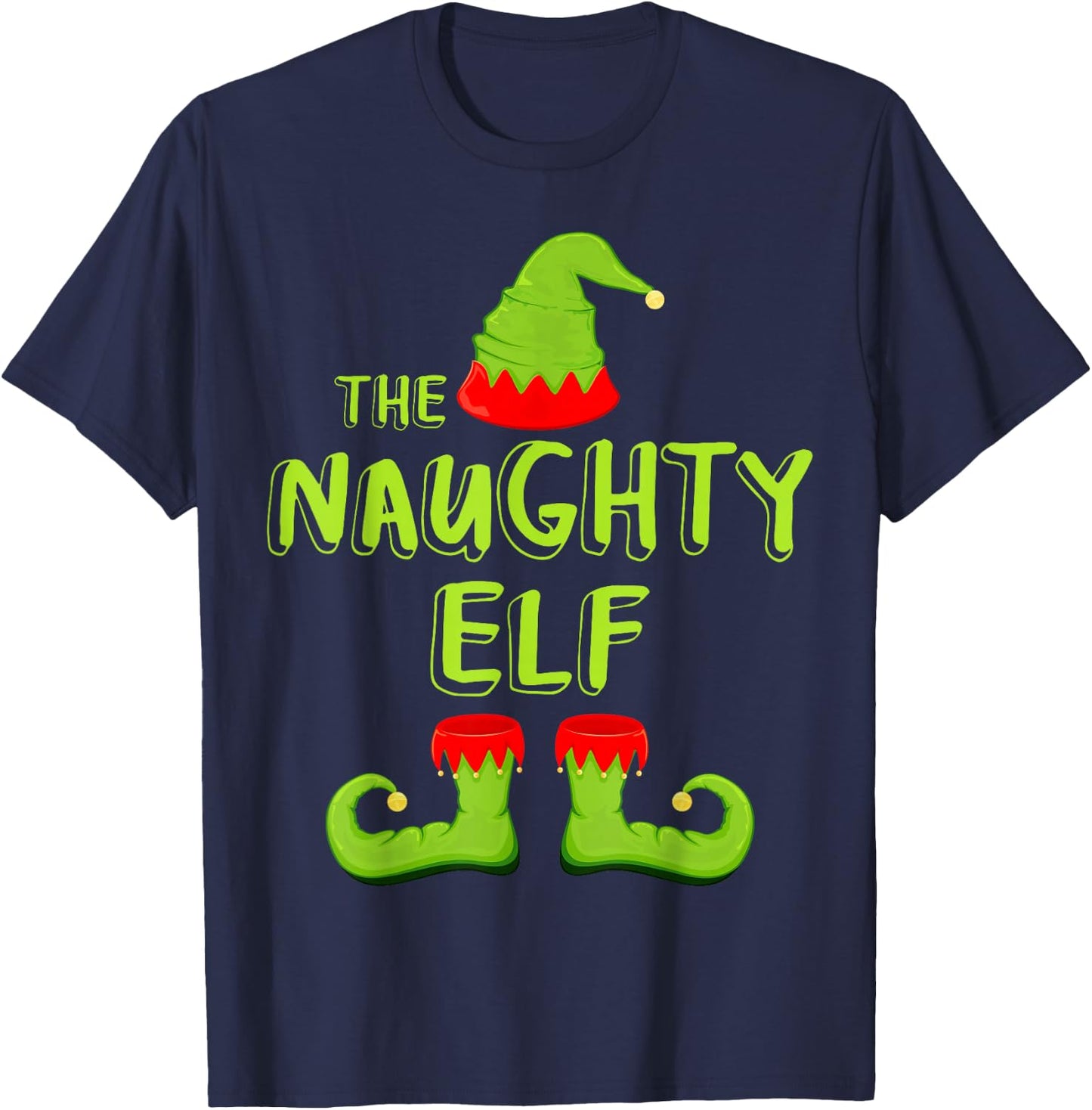The Naughty Elf Shirt Adult Kids Matching Christmas Elf T-Shirt - T-Shirt | Navy