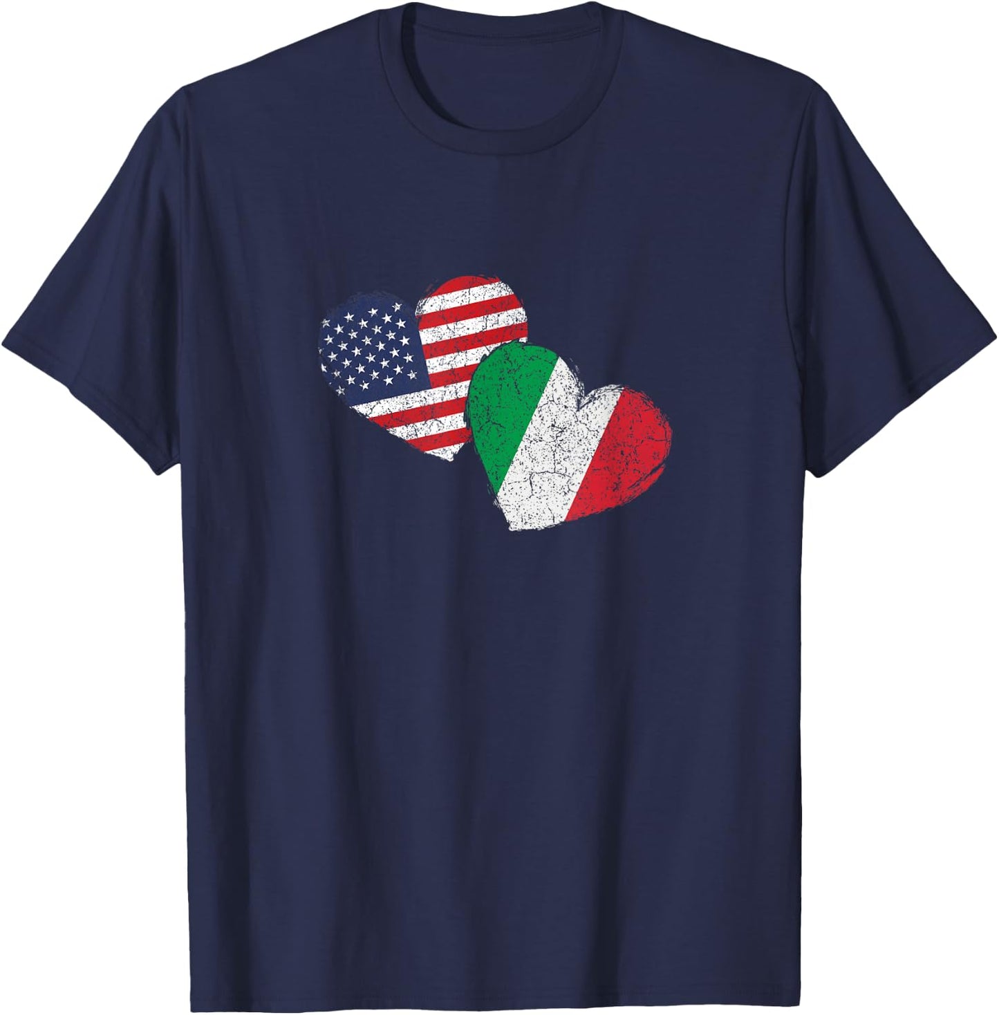 USA Italy Heart Country Flag American Italian T-Shirt - T-Shirt | Navy