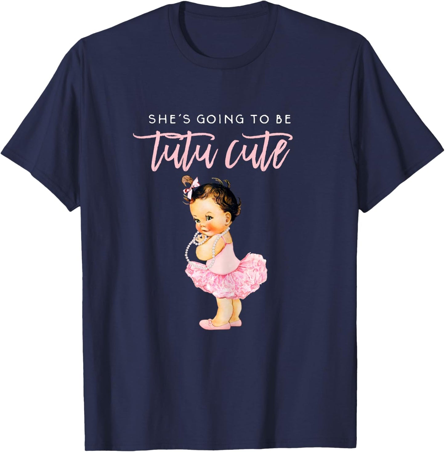 Its A Girl Gender Reveal Ballerina Touchdown Tutu Baby Party T-Shirt - T-Shirt | Navy