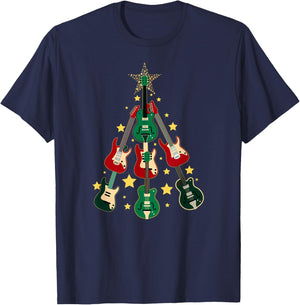 Cool Guitar Christmas Tree Guitar Lovers Christmas Tree T-Shirt - T-Shirt | Navy