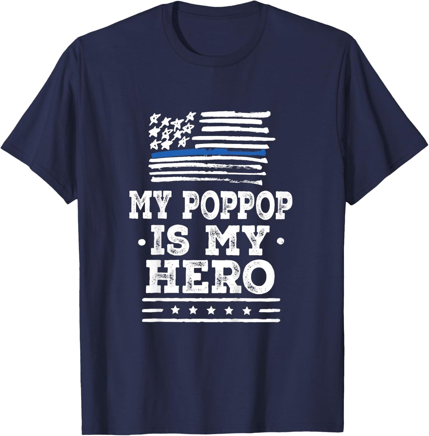 Kids Police Officer PopPop is my Hero T-Shirt - T-Shirt | Navy