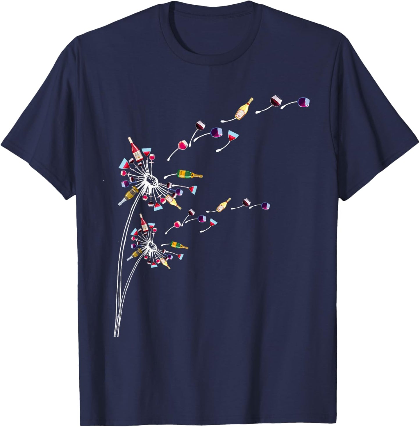 Wine Dandelion Drinking Wine Rosee Wine Lovers Rosee Wine T-Shirt - T-Shirt | Navy
