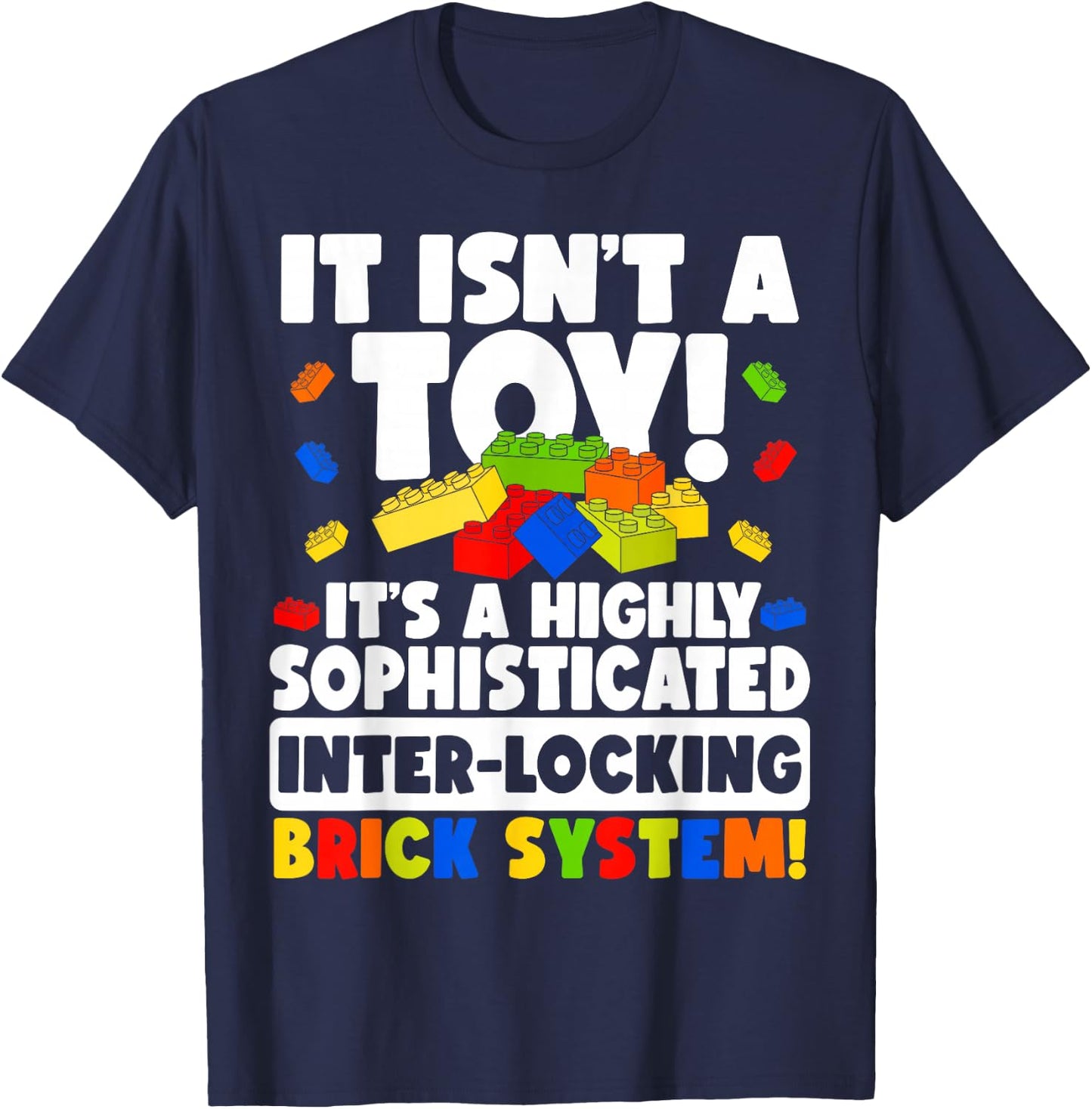 Master Builder Bricks Blocks Kids Boys Teens Men T-Shirt - T-Shirt | Navy