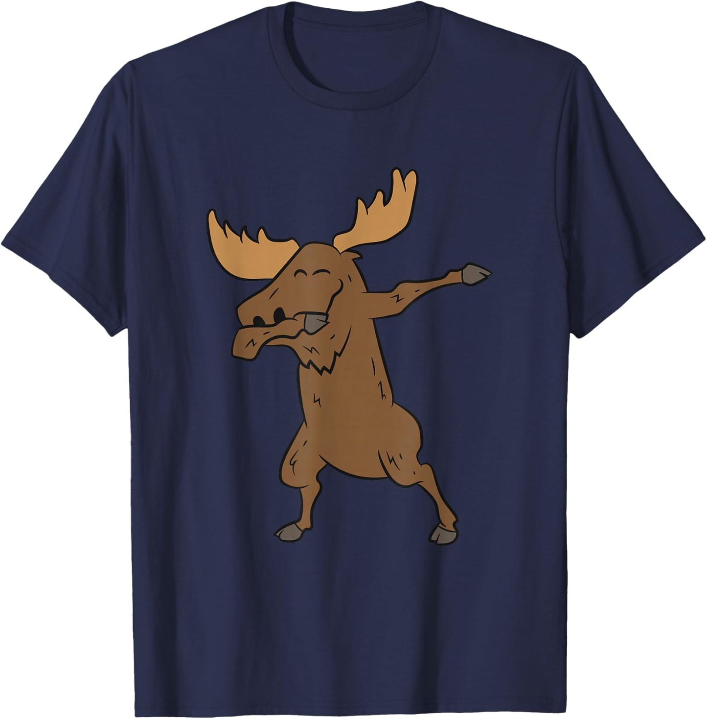 Dabbing Moose Cute Dancing Moose T-Shirt - T-Shirt | Navy