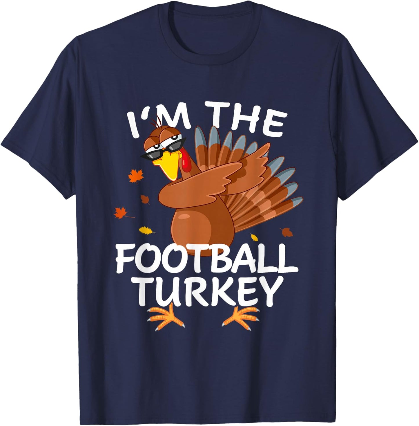 Football Turkey Matching Outfit Thanksgiving Pajamas Family T-Shirt - T-Shirt | Navy