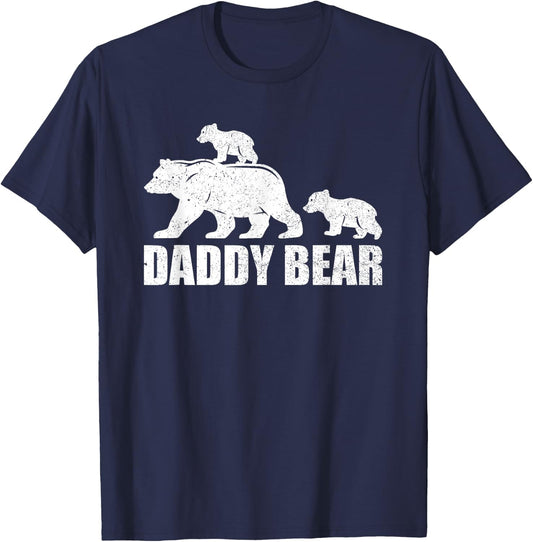 Daddy Bear 2 Cubs Shirt Daddy Bear Twin Dad 2 Kids T-Shirt - T-Shirt | Navy