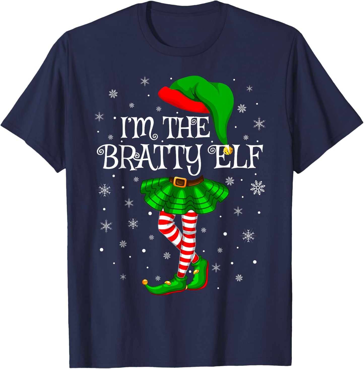 Bratty Elf Christmas Matching Family Women Girls Elf T-Shirt - T-Shirt | Navy