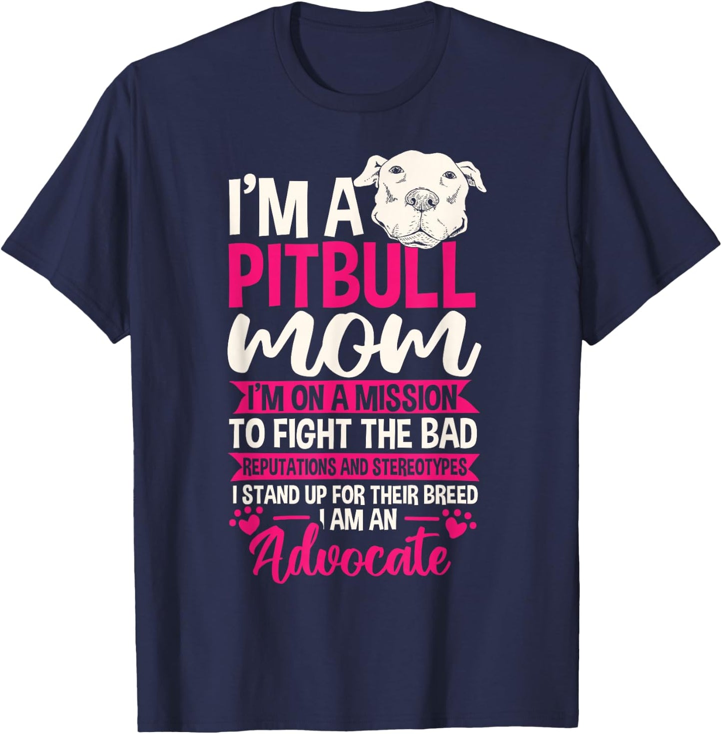 Pitbull Mom Pit Bull Terrier Mommy Pibble Mother's Day T-Shirt - T-Shirt | Navy