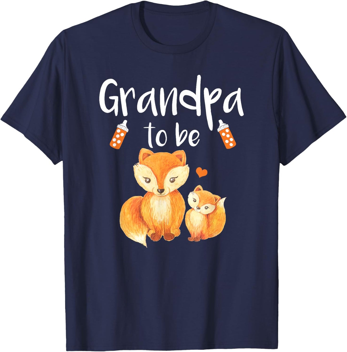 Grandpa To Be Fox Baby Shower Cute Forest Animal T-Shirt - T-Shirt | Navy