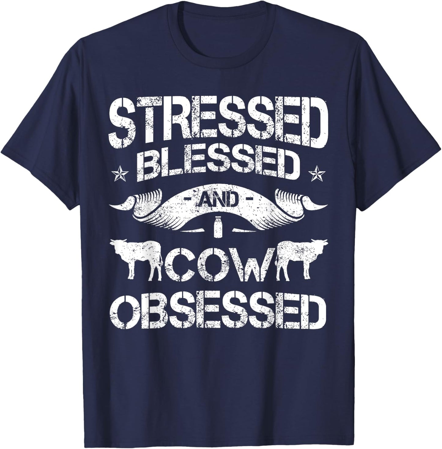 Cow Pattern Cattle Ranch Holstein Friesian Livestock Angus T-Shirt - T-Shirt | Navy