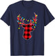 Red Black Buffalo Plaid Deer Women Men Kids T-Shirt - T-Shirt | Navy