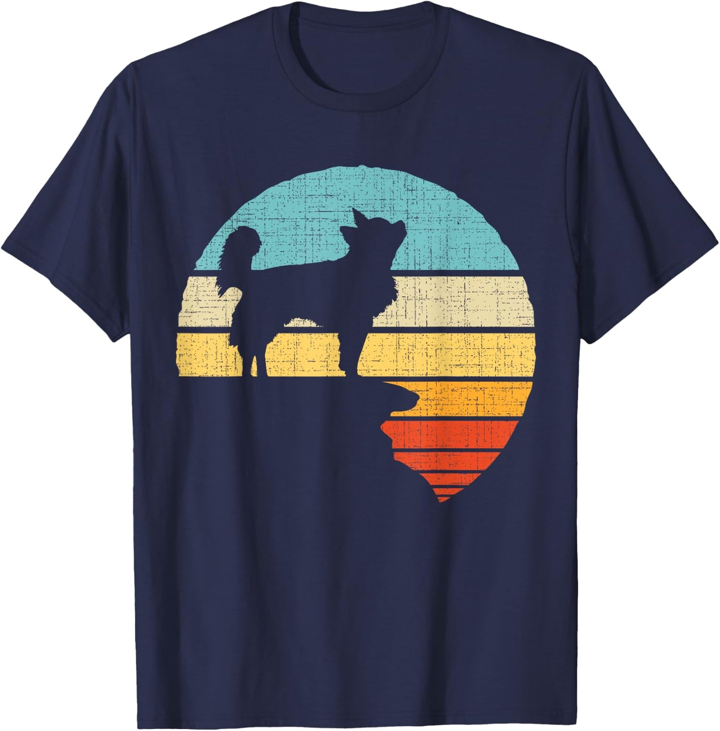 Long Haired Chihuahua Retro Vintage Dog Puppy Owner Men Women Kids T-Shirt - T-Shirt | Navy