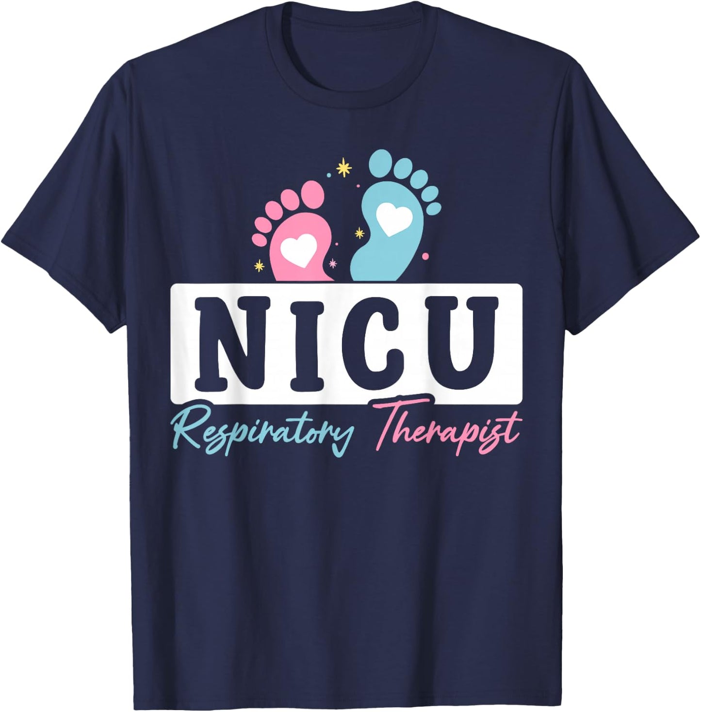 Cute NICU Respiratory Therapist Appreciation Heart T-Shirt - T-Shirt | Navy