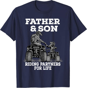 Quad Bike - Father and Son Riding Partners For Life ATV Gift T-Shirt - T-Shirt | Navy