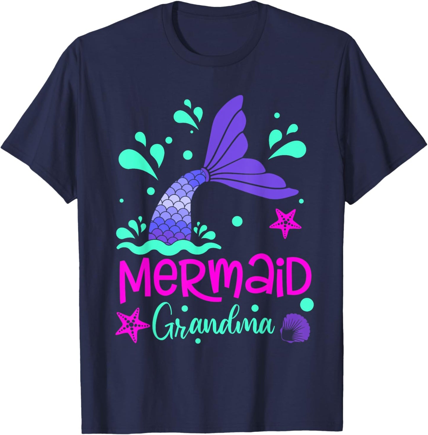 Mermaid Grandma Funny Matching Family Bday Party Squad T-Shirt - T-Shirt | Navy