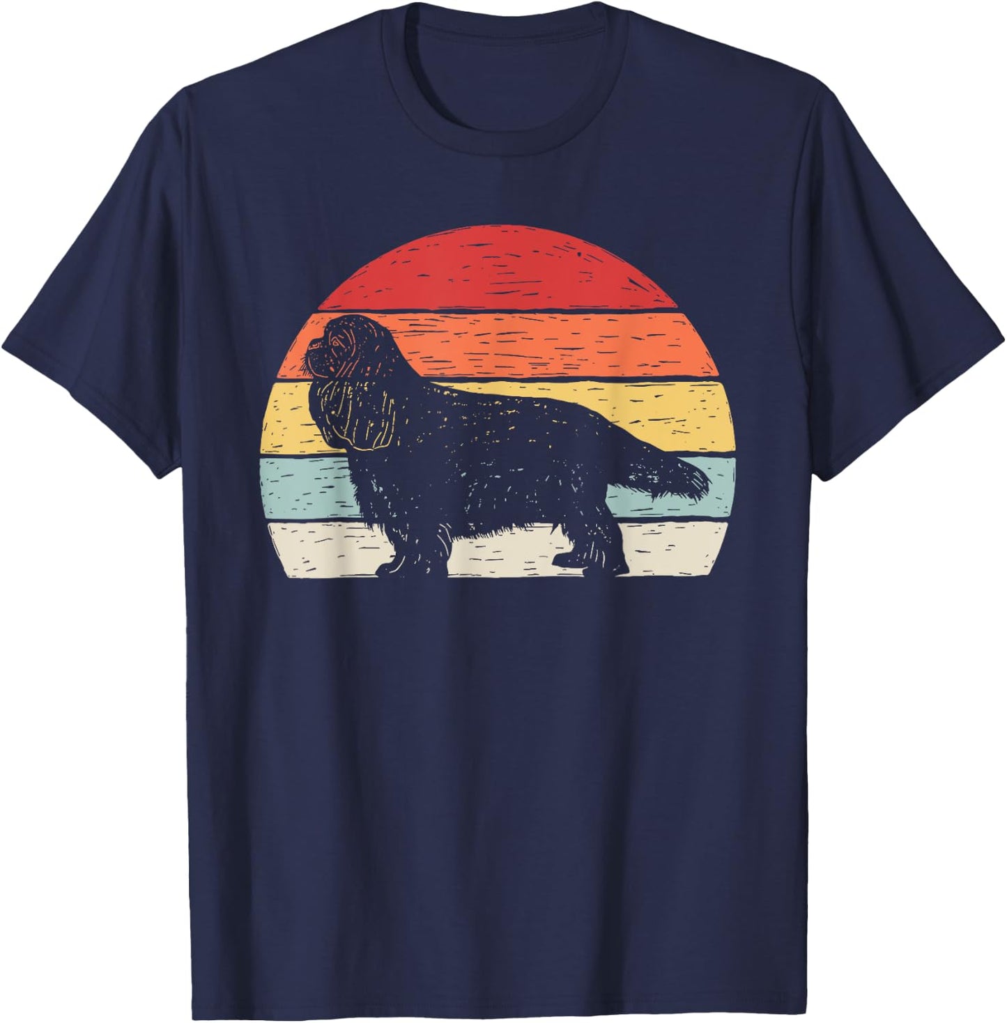 Vintage Retro Cavalier King Charles Spaniel Dog Breed Men Women Kids T-Shirt - T-Shirt | Navy