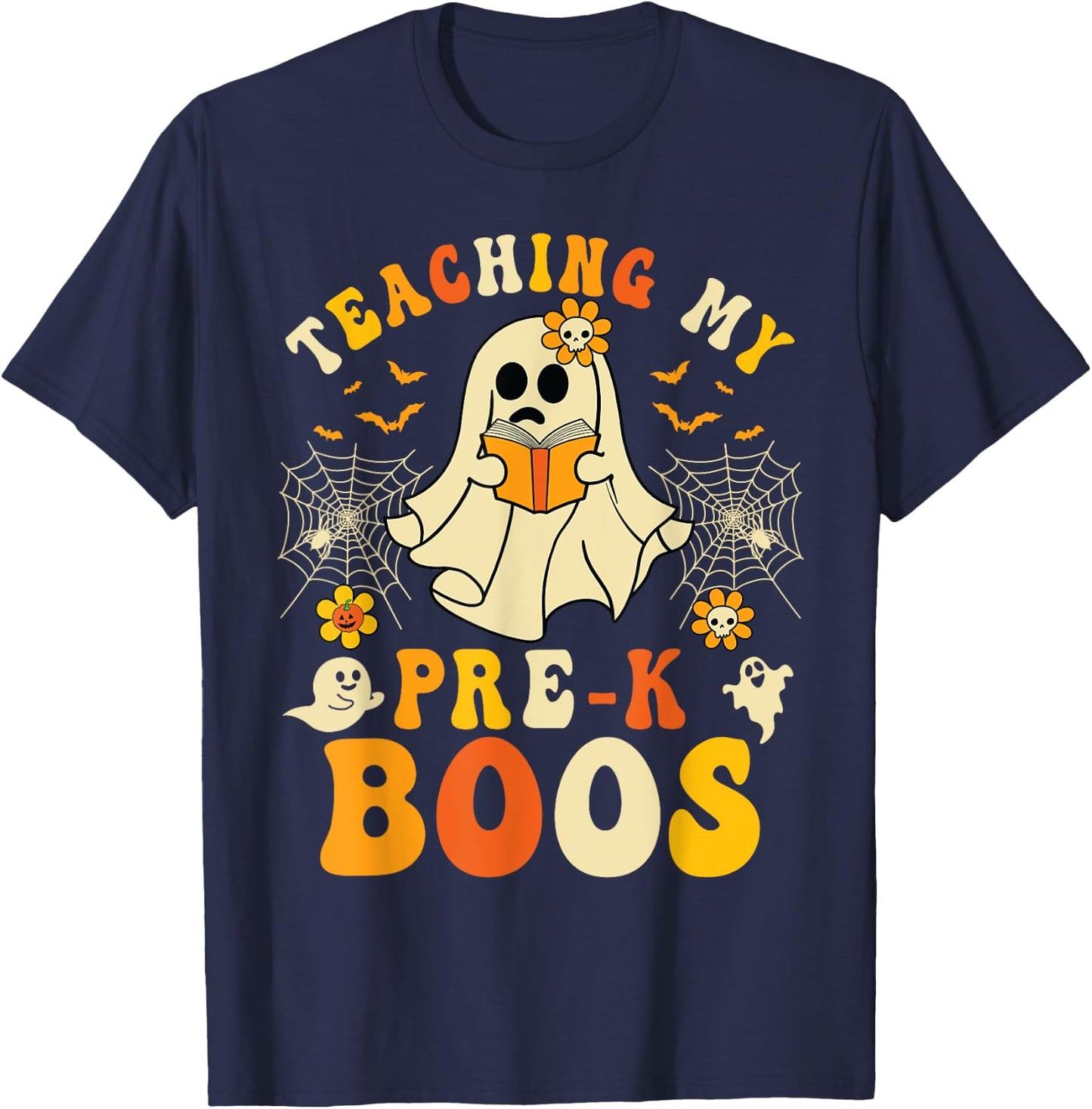 Teaching My Pre-K Boos Crew Teachers Halloween Ghost T-Shirt - T-Shirt | Navy