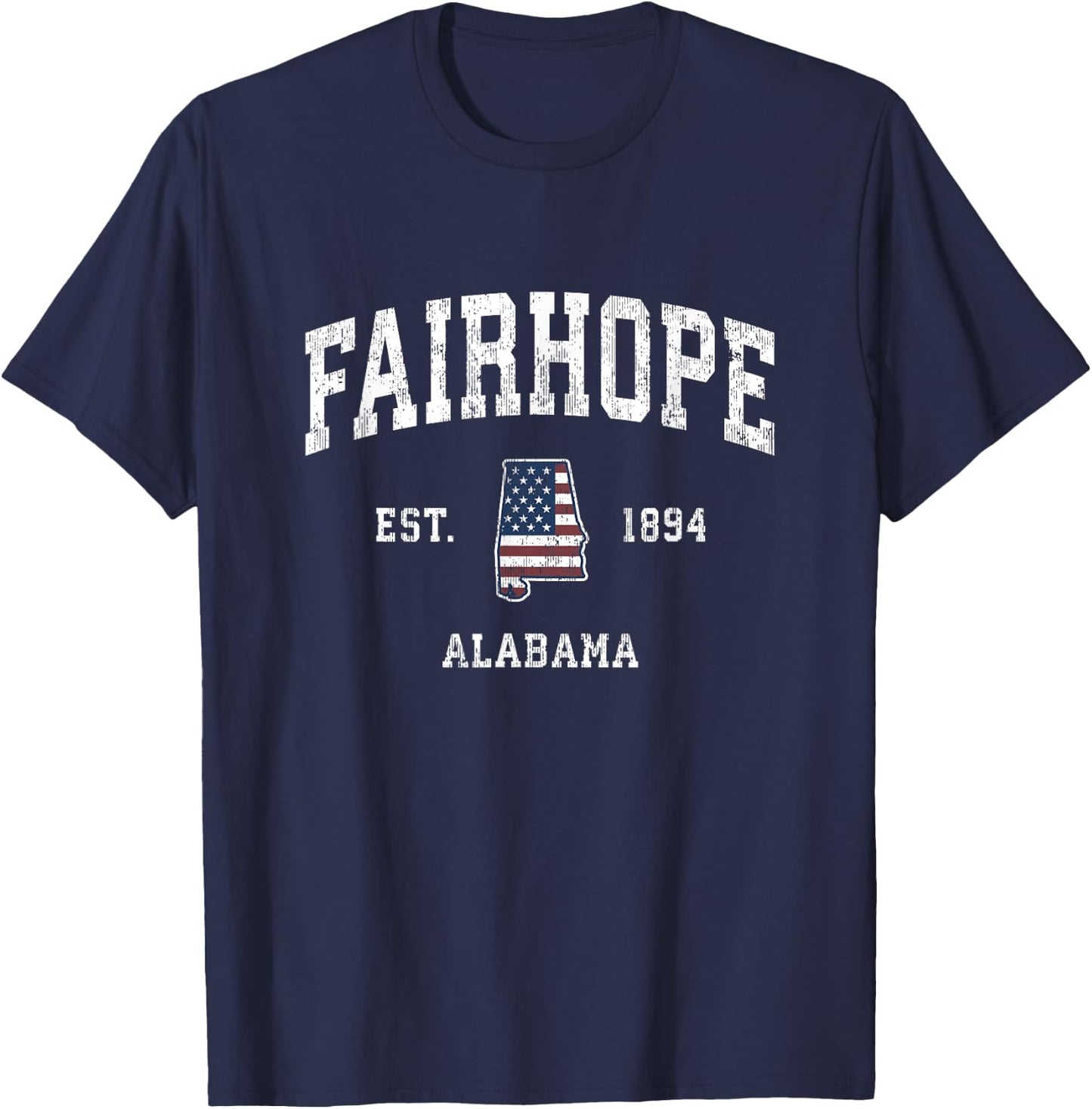 Fairhope Alabama AL Vintage American Flag Sports Design T-Shirt - T-Shirt | Navy