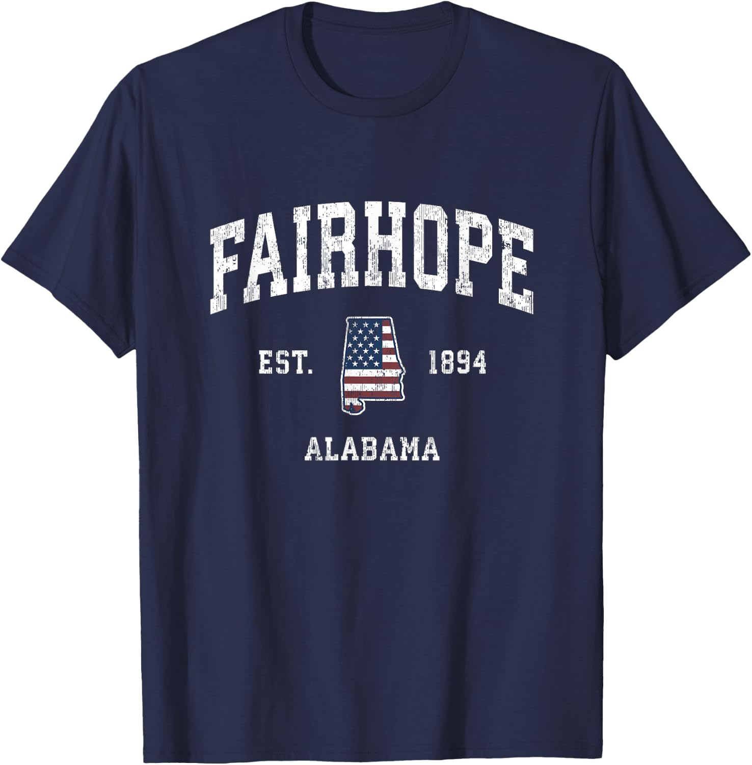 Fairhope Alabama AL Vintage American Flag Sports Design T-Shirt - T-Shirt | Navy
