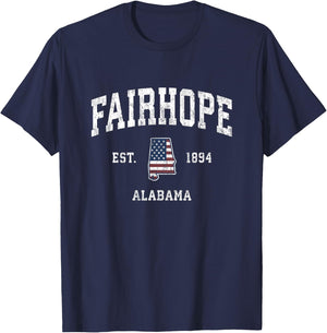 Fairhope Alabama AL Vintage American Flag Sports Design T-Shirt - T-Shirt | Navy