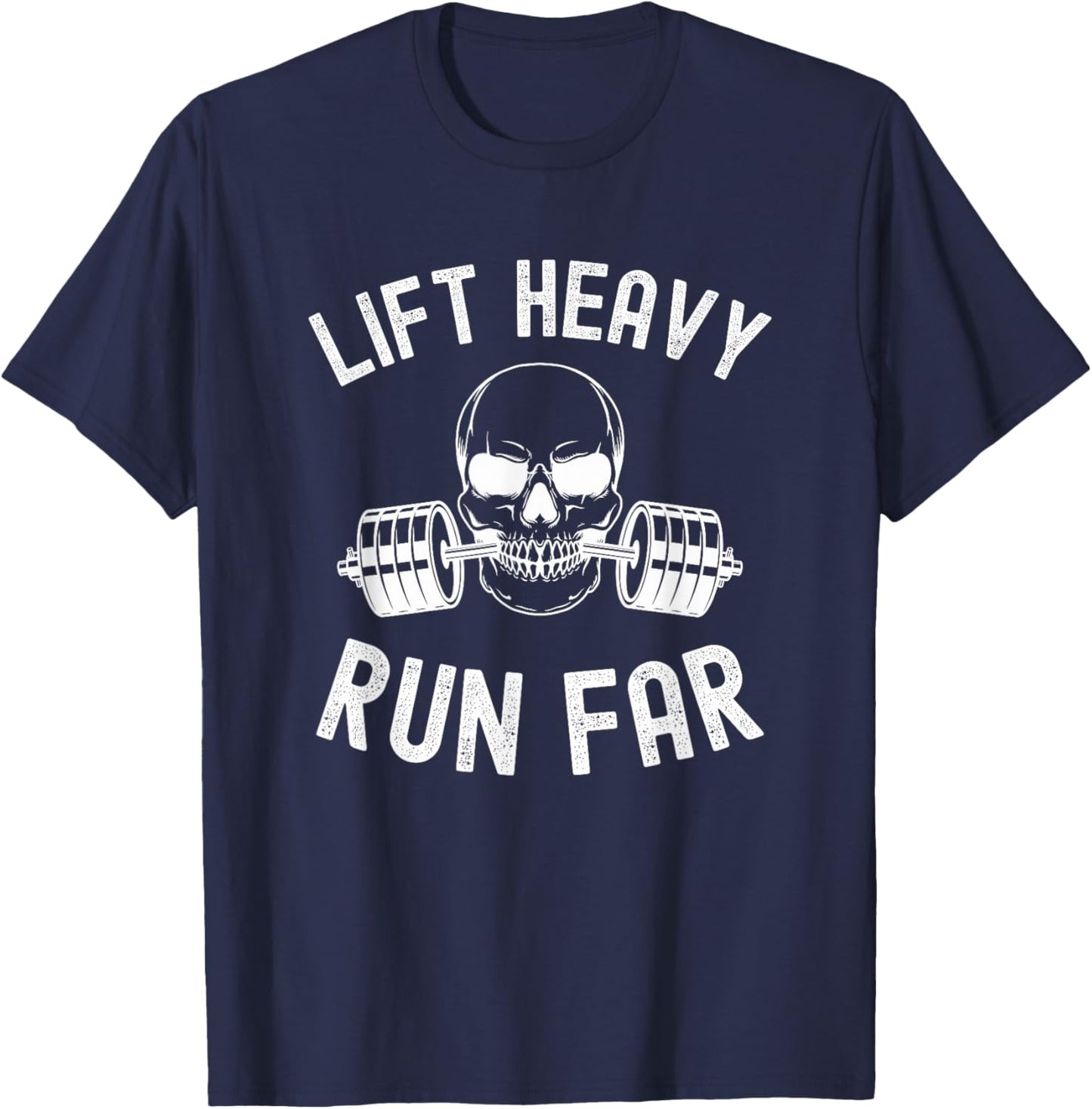 Lift heavy Run Far Weightlifter funny gym skeleton T-Shirt - T-Shirt | Navy