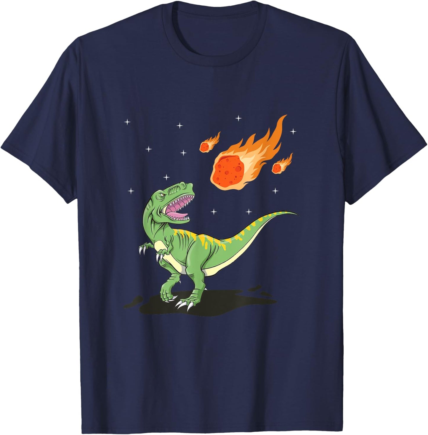 Dinosaur Meteorite Comet Meteor Shower Tyrannosaurus T-Shirt - T-Shirt | Navy