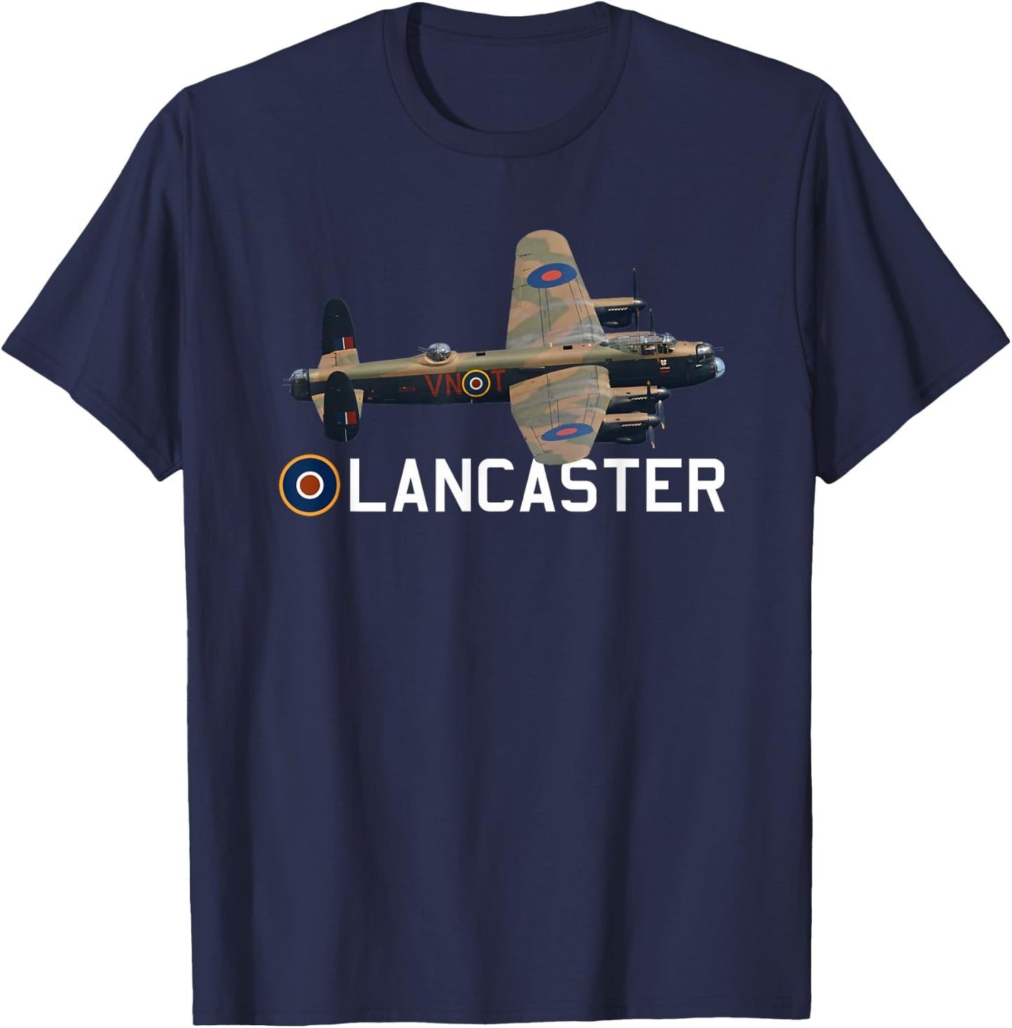 Lancaster Bomber RAF WW2 Aeroplane Aircraft Tarpaulin Avro T-Shirt - T-Shirt | Navy