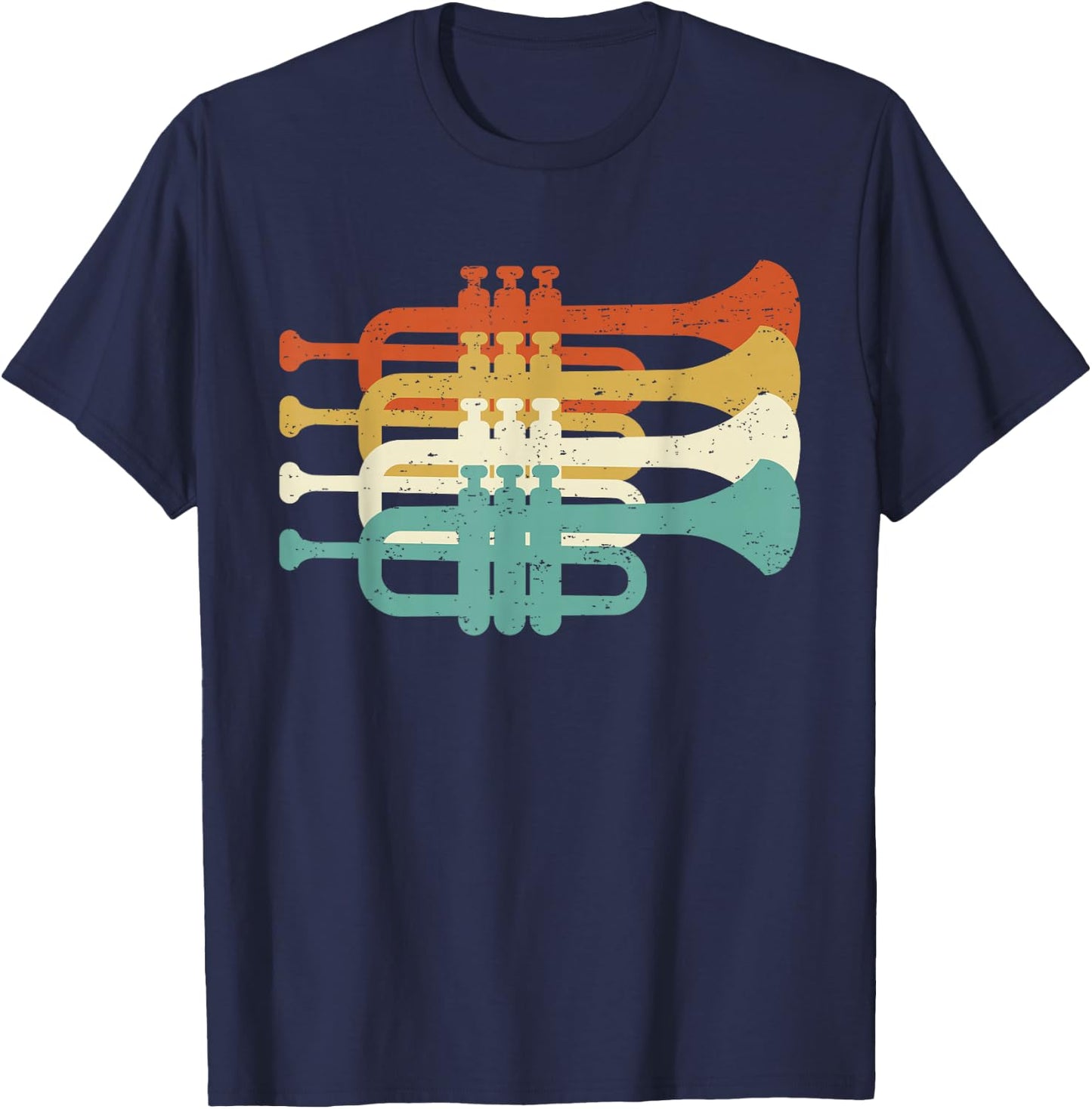 Vintage Marching Band Trumpet Player Retro Design Trumpeter T-Shirt - T-Shirt | Navy