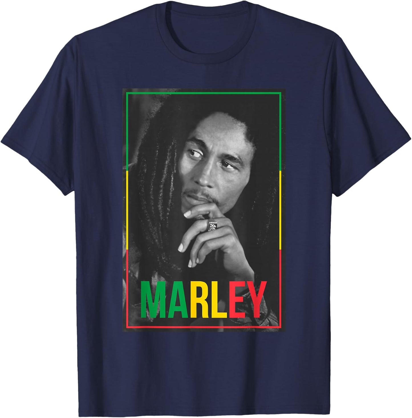 Official Bob Marley Photo White Small T-Shirt - T-Shirt | Navy