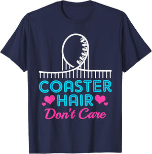 Coaster Hair Dont Care Funny Roller Coaster T-Shirt - T-Shirt | Navy