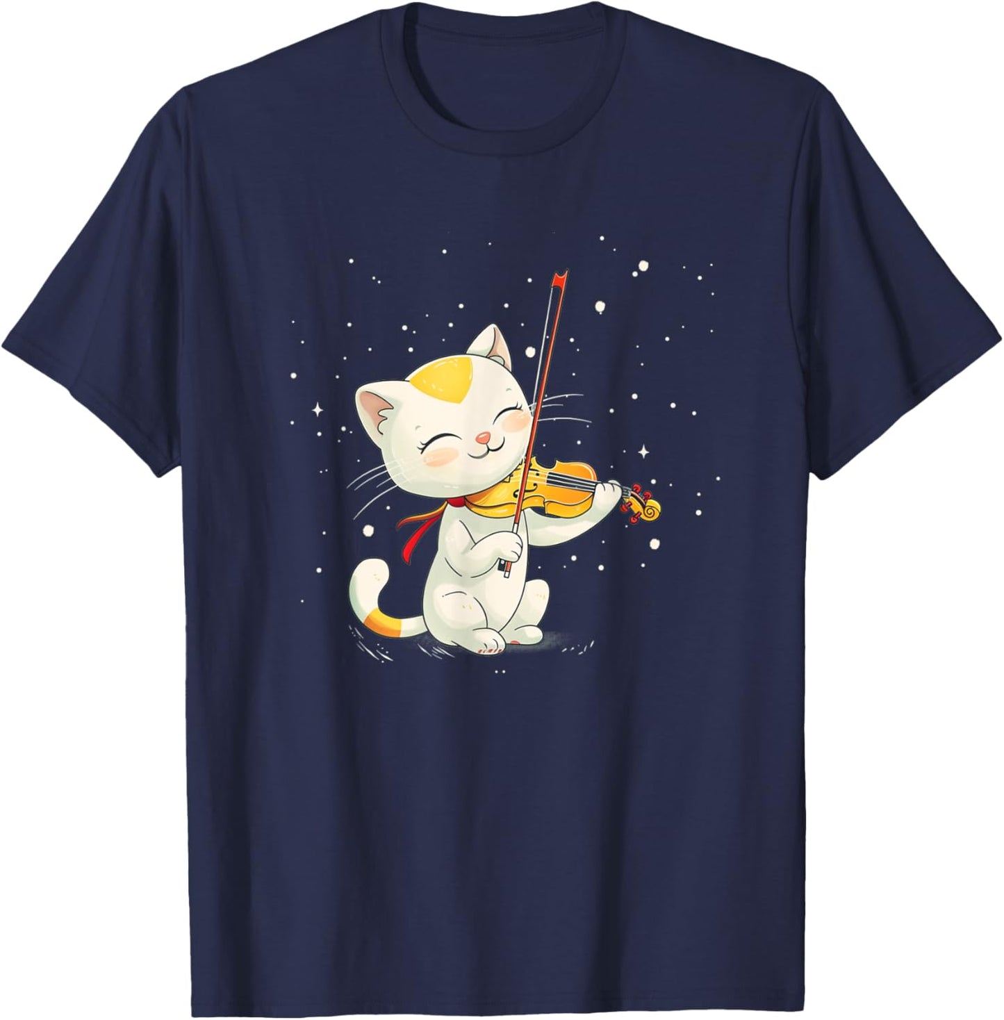 Beautiful Cat plays nice Violin Costume Men Women Kids T-Shirt - T-Shirt | Navy