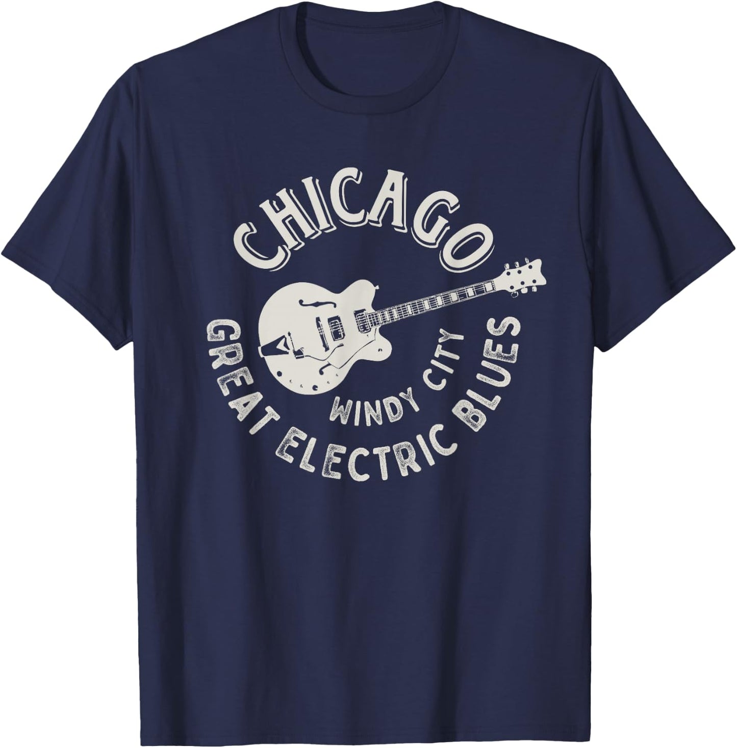 Chicago Electric Blues American Music Vintage T-Shirt - T-Shirt | Navy